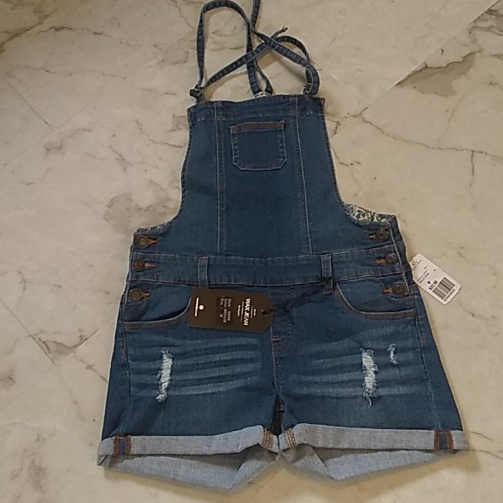 Wax Jean overall jean shorts.